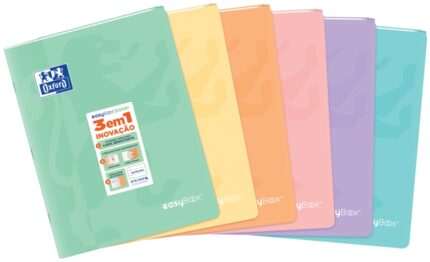 Oxford Easybook A5 Taccuino rilegato - Copertina in plastica resistente - 1 riga con 2 margini - 48 fogli di carta color pastello - Ideale per prendere appunti