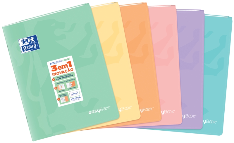 Oxford Easybook A5 Taccuino rilegato - Copertina in plastica resistente - 1 riga con 2 margini - 48 fogli di carta color pastello - Ideale per prendere appunti