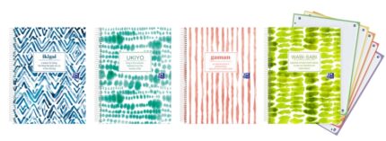 Oxford Japandi A4+ Europeanbook 5 Copertina rigida - Quaderno con 120 fogli - Formato A4+ - Griglia 5x5 - 4 modelli disponibili