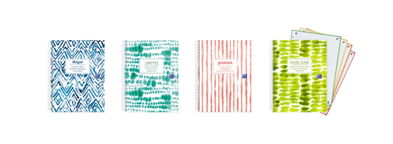 Oxford Japandi A5+ Europeanbook 4 Copertina a spirale - Quaderno con 120 fogli - Formato A5+ - 4 modelli diversi