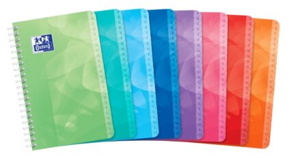 Oxford Lagoon Indice Alfabetico a Spirale 50 Fogli Quadretti 5x5 - Formato 11x17 cm - Copertina in Plastica Resistente - Organizza Facilmente i tuoi Documenti - Colori Assortiti