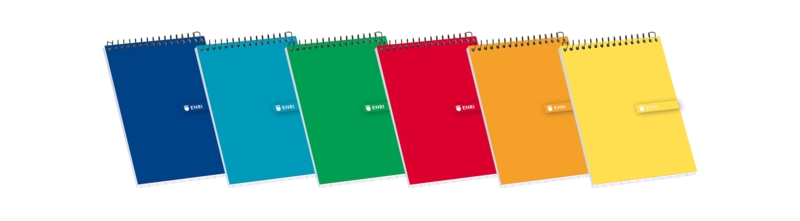 Enri Bloc Espiral 80 fogli a quadretti 4x4 mm - Formato 12º - Ideale per appunti - Copertina morbida in vari colori