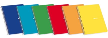 Quaderno Enri a spirale formato Folio a quadretti da 3 mm con margine - 80 fogli - Copertina rigida resistente - Colori assortiti