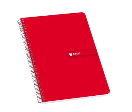 Enri Fº Copertina rigida Quaderno a spirale 4x4 con margine 100 fogli Rosso - Copertina rigida resistente - Griglia 4x4 con margine - 100 fogli di alta qualità - Colore rosso