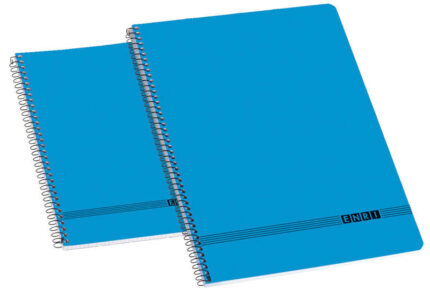 Enri Oficina 4º Copertina morbida Quaderno a spirale - Formato 4º - Righe 4x4 - Colore blu