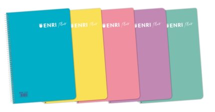 Enri Plus 4° Quaderno a spirale 4x4 - Copertina in plastica - 80 fogli 90 g - Colori assortiti