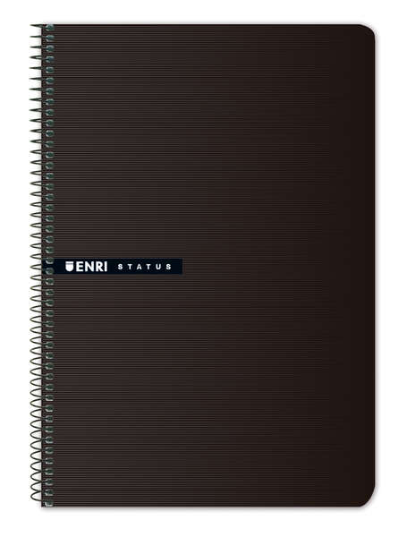 Enri Status Quaderno a spirale formato 4º Quadrettato 4 mm 100 fogli con margine - Copertina rigida - Colore nero