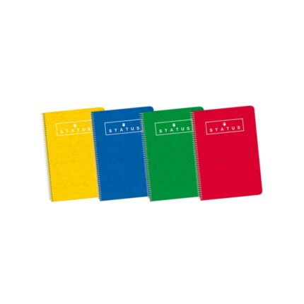Enri Status Fº Quaderno a spirale con copertina rigida 4x4 con margine 80 fogli assortiti - Copertina rigida resistente - Quaderno a spirale di alta qualità - 80 fogli con margine - Colori assortiti