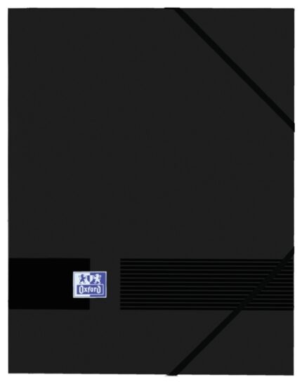 Oxford Live & Go A4+ Cartella con elastici - Copertina in plastica opaca - 3 alette - Dorso da 30 mm - Colore nero