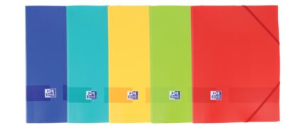 Oxford Live & Go A4+ Cartellina con elastici - Copertina in plastica opaca - 3 tasche - Dorso 30 mm - Colori assortiti