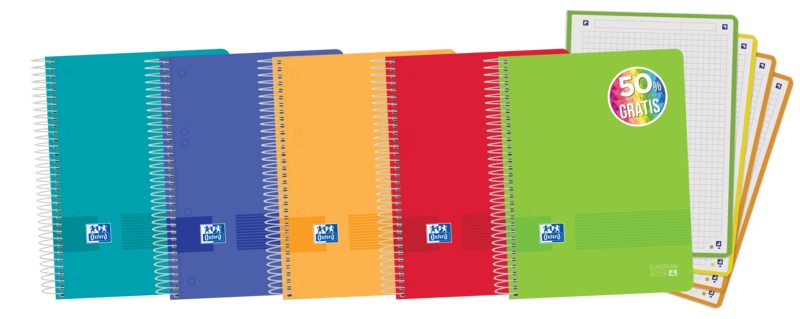 Oxford Live & Go A5+ Europeanbook - Copertina in plastica - 120 fogli - Colori assortiti
