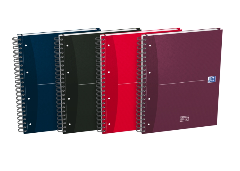 Oxford Office Essentials Europeanbook A4+ con copertina a spirale - 120 fogli - formato 4 5x5 - colori assortiti