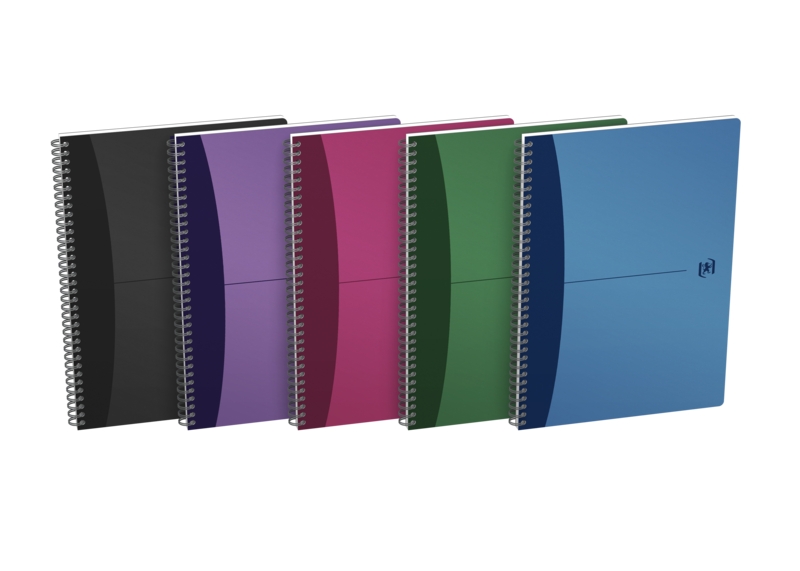 Oxford Office Urban Mix A4 Quaderno a spirale - Copertina in plastica resistente - 90 fogli a quadretti 5x5 - Colori assortiti