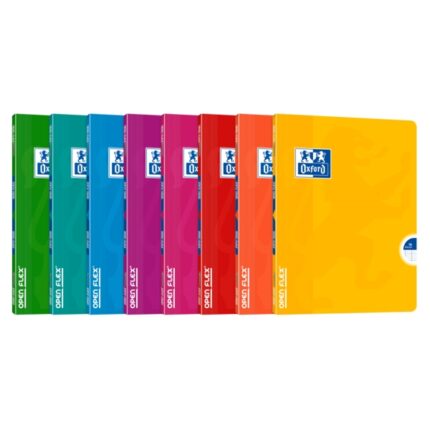 Oxford Openflex Taccuino rilegato con copertina in plastica A5+ 48 fogli a quadretti con margine - Resistente copertina in plastica - Flessibilità sia in apertura che in chiusura - Colori assortiti