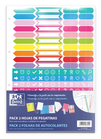 Confezione Oxford da 2 fogli di adesivi - Design vari - Adesivi di alta qualità - Ideali per decorare i quaderni