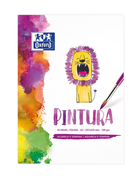 Blocco incollato Oxford Pittura per bambini/Tempo libero A3 - Copertina morbida/Retro rigido - 20 fogli - 180 g
