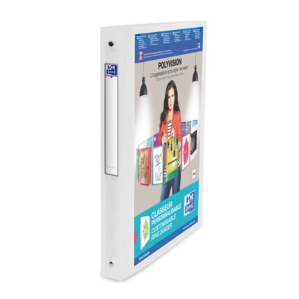 Oxford Polyvision A4+ Raccoglitore con 4 anelli da 20 mm - Dorso da 30 mm - Copertina in plastica personalizzabile - Trasparente