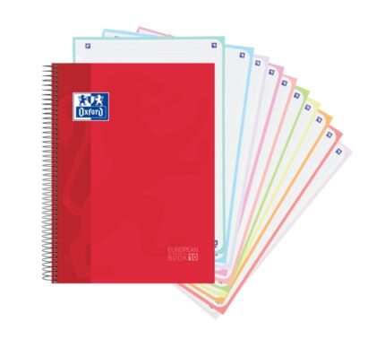 Oxford School Classic A4+ Europeanbook - Copertina a spirale - 150 fogli - Colore rosso