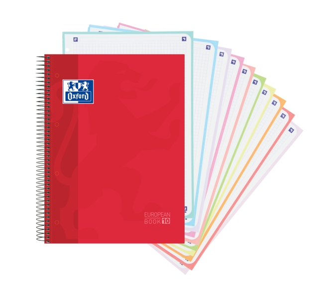 Oxford School Classic A4+ Europeanbook - Copertina a spirale - 150 fogli - Colore rosso