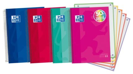 Oxford School Classic A4+ Europeanbook - Copertina rigida - 5 fogli lisci - 120 fogli - Colori assortiti