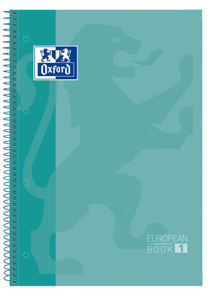 Oxford School Classic A4+ Europeanbook - Copertina a scorrimento - 80 fogli - Colore Ice Mint