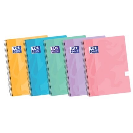 Oxford School Classic A4+ Europeanbook Spiralflex - Copertina in plastica resistente - 50 fogli di carta di alta qualità - 1 riga per scrivere - Colori assortiti