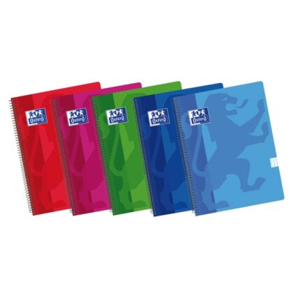 Oxford School Classic A4+ Europeanbook Spiralflex - Copertina in plastica resistente - Griglia 5x5 per una facile organizzazione - 50 fogli di alta qualità - Colori assortiti