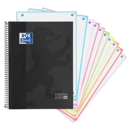 Oxford School Classic A4+ Copertina a scatto Europeanbook - 10 5x5 - 150 fogli - Colore nero