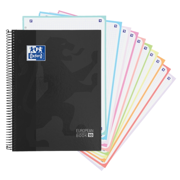 Oxford School Classic A4+ Copertina a scatto Europeanbook - 10 5x5 - 150 fogli - Colore nero