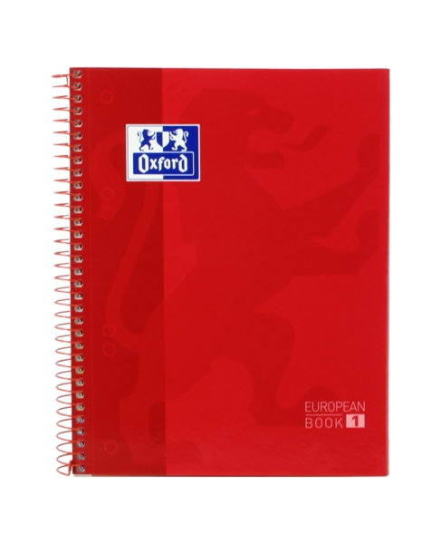 Oxford School Classic A5+ Europeanbook - Copertina a incastro - Quadretti 5x5 - 80 fogli - Colore rosso