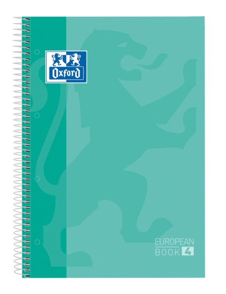 Oxford School Classic A5+ Europeanbook - Copertina extra resistente - 50% di fogli in più gratis - Quadretti 5x5 - 120 fogli - Colore Ice Mint