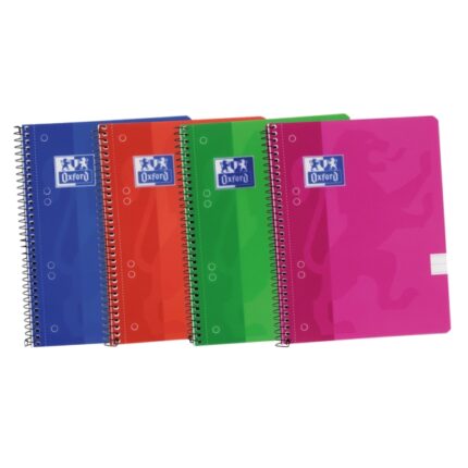 Oxford School Classic A5+ Europeanbook Spiralflex - Copertina in plastica resistente - 1 riga per pagina - 50 fogli - Colori assortiti