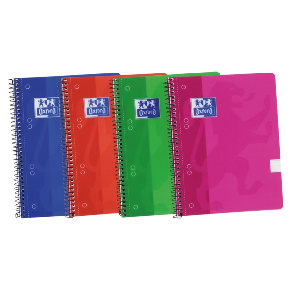 Oxford School Classic A5+ Europeanbook Spiralflex - Copertina in plastica resistente - 1 riga per pagina - 50 fogli - Colori assortiti