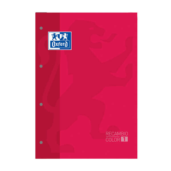 Ricarica Oxford School Classic A4 80 fogli a quadretti 5x5 - Riquadro del colore della copertina - Copertina color rosso