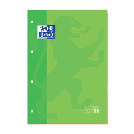 Ricarica Oxford School Classic A4 80 fogli a quadretti 5x5 - Riquadro del colore della copertina - Copertina verde