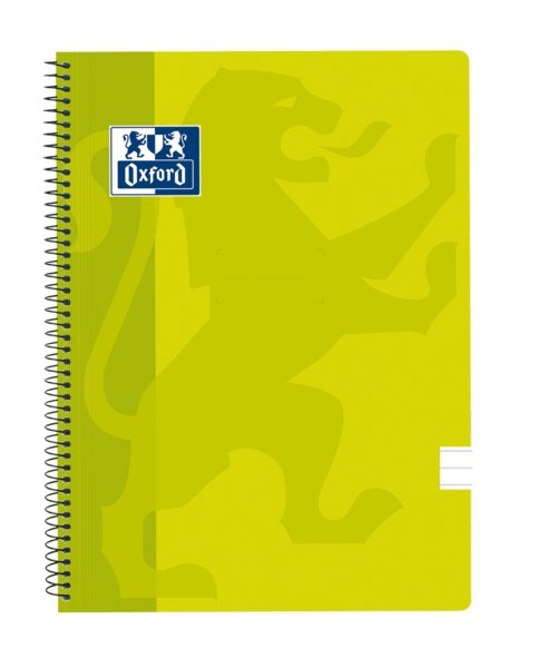 Oxford School Classic Quaderno a spirale con copertina in plastica formato folio - 80 fogli - 1 riga con margine - Ideale per studenti - Colore lime