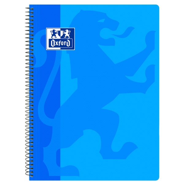 Oxford School Classic Quaderno a spirale con copertina in plastica formato folio 4x4 - 80 fogli - Colore turchese
