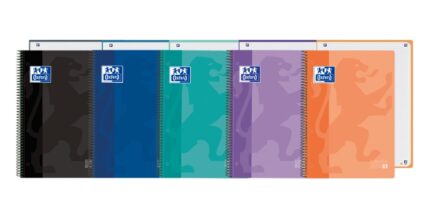 Oxford School Classic Europeanbook 1 Quaderno A4+ 80 fogli microperforati a quadretti 5x5 mm - Copertina in plastica traslucida - Colori assortiti