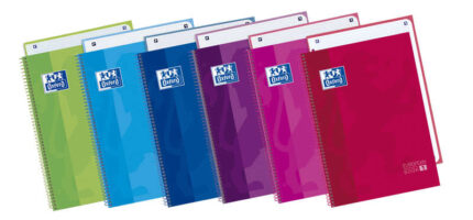 Oxford School Classic Europeanbook 1 Quaderno A4+ 80 fogli microperforati a quadretti 5x5 mm - Copertina rigida - 4 quaderni per colore