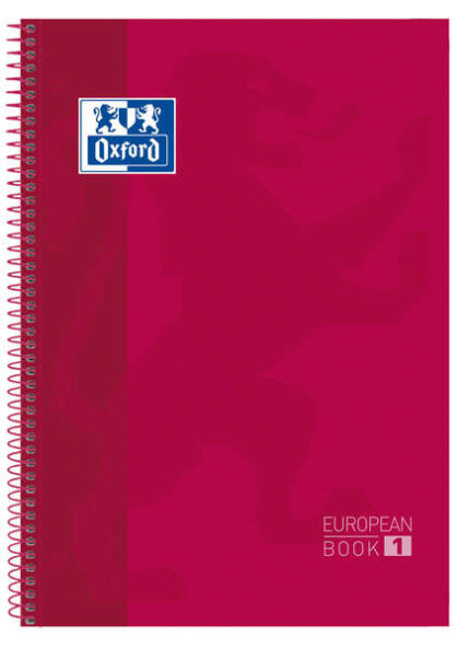 Oxford School Classic Europeanbook 1 A4+ Copertina in cartoncino - Formato A4+ - Copertina resistente in cartoncino - 80 fogli - Colore rosso