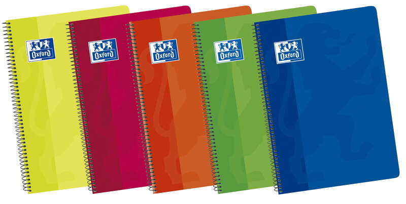 Oxford School Classic Fº Quaderno a spirale con copertina morbida 4x4 - 80 fogli - Colori vivaci - Margine 4x4 - Ideale per studenti