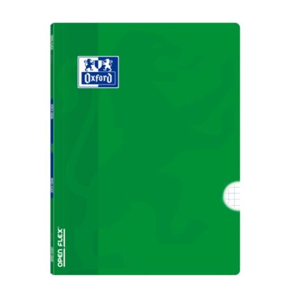 Oxford School Classic Openflex A4 - Copertina in plastica resistente - Quaderno rilegato 4x4 con margine - 48 fogli di carta di alta qualità - Colore verde