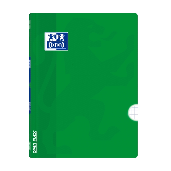 Oxford School Classic Openflex A4 - Copertina in plastica resistente - Quaderno rilegato 4x4 con margine - 48 fogli di carta di alta qualità - Colore verde
