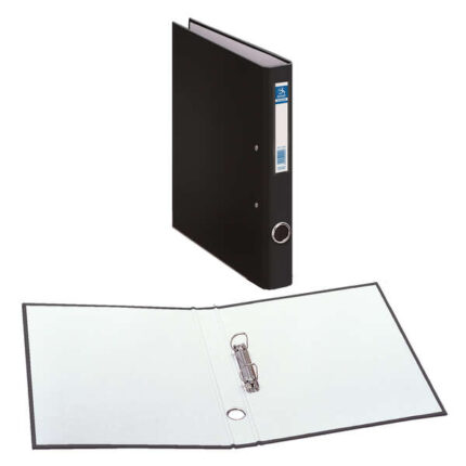 Dohe Cartella con 2 anelli misti 25 mm A4 - Occhiello e portaetichetta sul dorso - Cartone rivestito in polipropilene - Colore nero