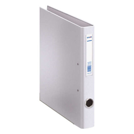 Dohe Cartella con 2 anelli misti 25 mm A4 - Passante e porta biglietti sul dorso - Cartone rivestito in polipropilene - Colore bianco