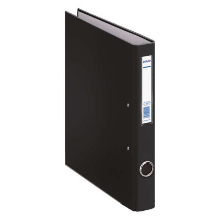Dohe Cartella con 2 anelli misti da 25 mm formato Folio - Passante e porta biglietti sul dorso - Cartone rivestito in polipropilene - Colore nero