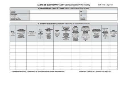 Dohe Libri di subappalto Din A4 orizzontale Catalano/Spagnolo - 10 fogli numerati - Fogli autocopianti