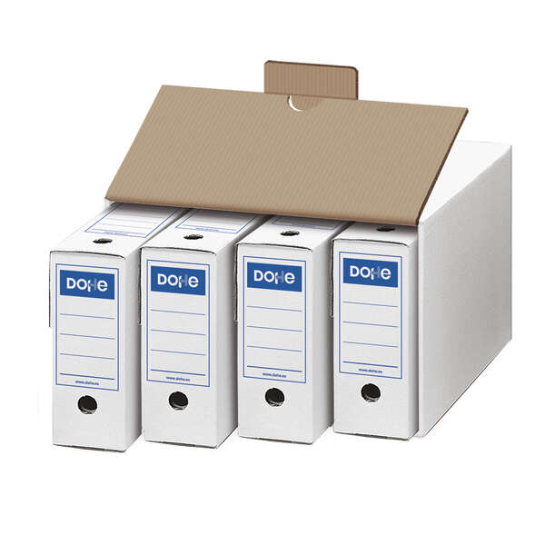 Dohe Archiviazione Definitiva Formato Folio - Capacità per 4 Unità - Realizzato in Cartone Bianco di Prima Qualità