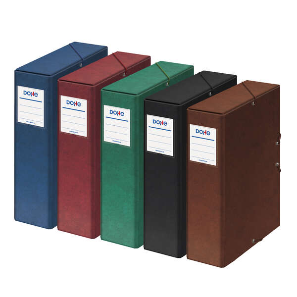 Dohe Scatola di cartone rivestita con carta stampata e plastificata - Dorso 9 cm - Sistema di chiusura con elastici