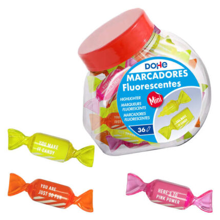 Dohe Candy Confezione da 36 pennarelli fluorescenti - Punta smussata da 1-4 mm - Inchiostro extrafluorescente a base d'acqua - Colori assortiti